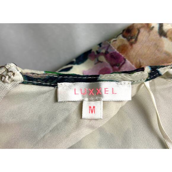 LUXXEL Floral Tropical Vacation Print V Neck Lightweight Flowy Maxi Dress Size M - Picture 9 of 11